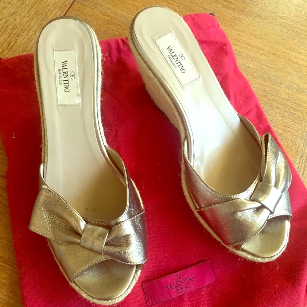 Valentino gold wedge sexy slides